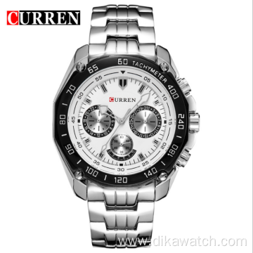 CURREN 8077 Men's Stainless Steel Wristwatches Fashion Military Sports Quartz Wristwatch